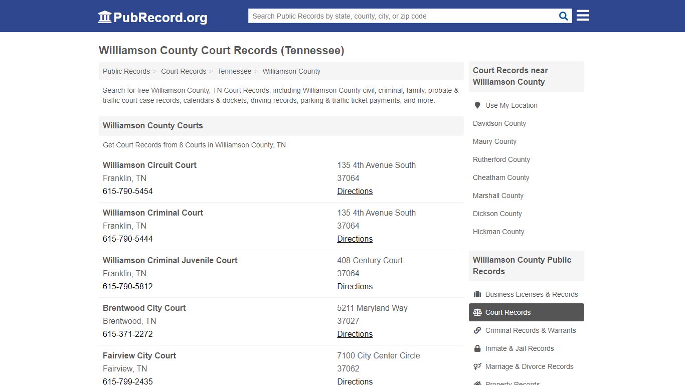 Williamson County Court Records (Tennessee) - PubRecord.org